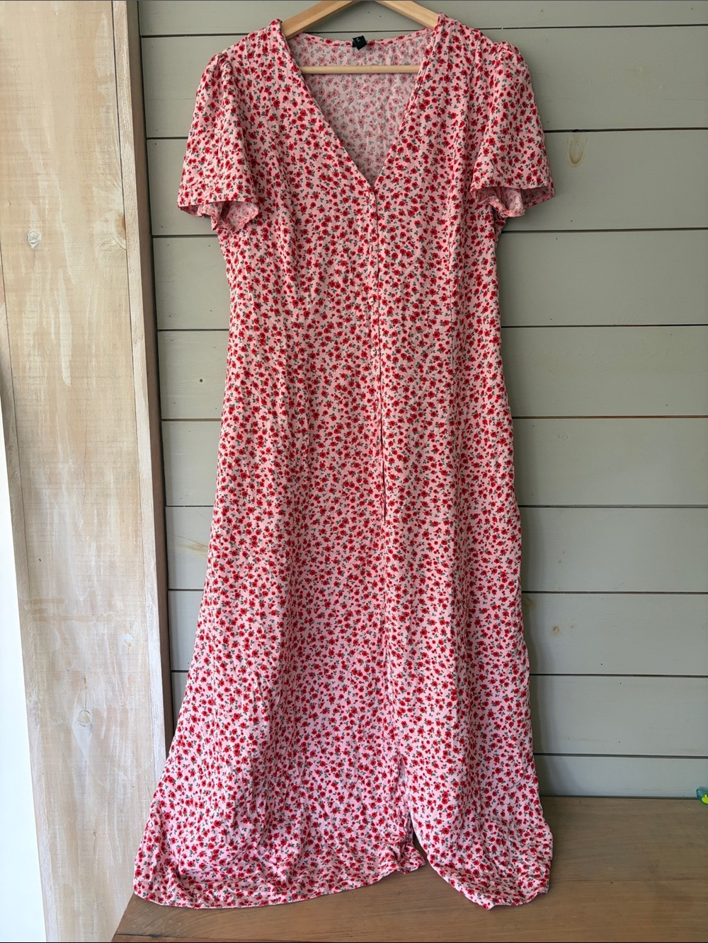 Nobody’s Child Pink Floral Midi Dress | Size US 10 / UK 14